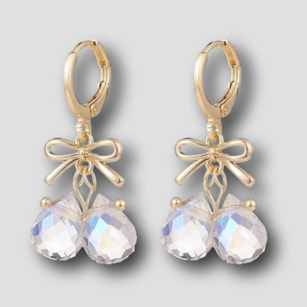 Elegant Gold and Crystal Drop‎ Earrings